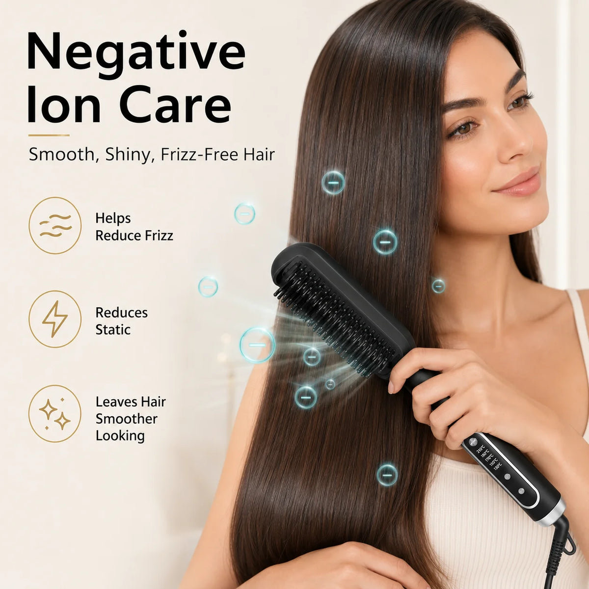 Popular Hair Straightener Brush Wet Dry Use Negative Ion Electric Hot Comb Straightener Banish Frizz Pro Quick Hair Styler Tools